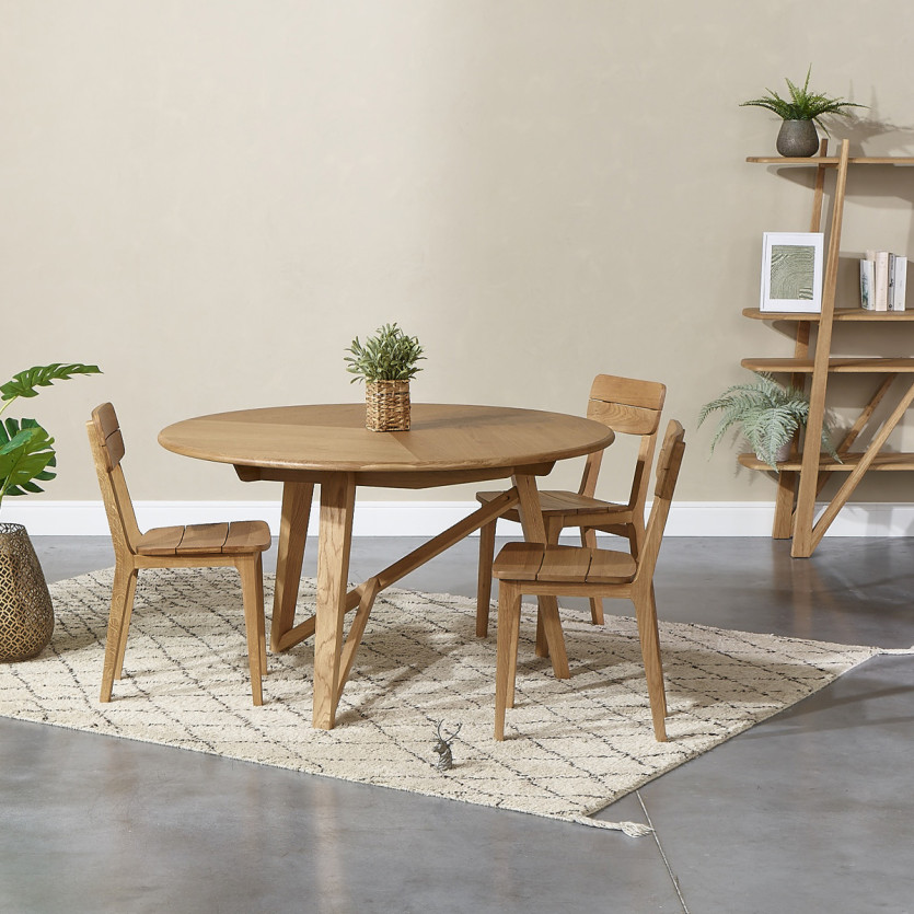 Ronde eettafel RACHEL - Eigentijdse stijl, eiken, 6 zitplaatsen
