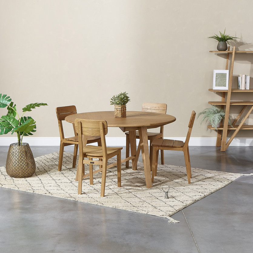 Table à manger ronde RACHEL -  Style contemporain, chêne, 6 couverts