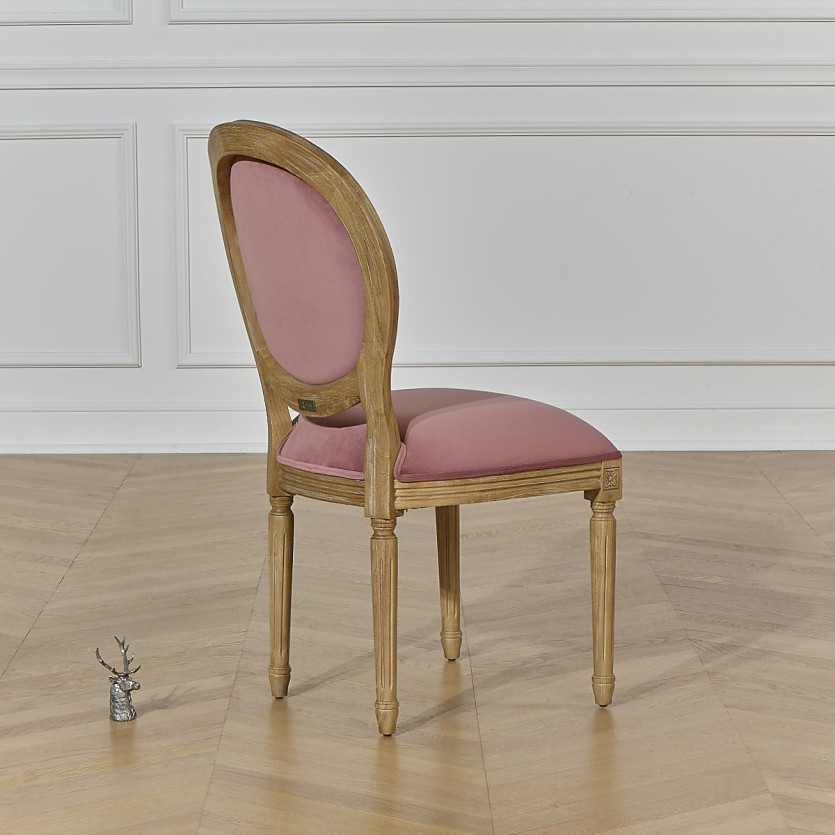 MEDAILLON – Lot de 2 chaises style shabby chic en bois et tissu fleuri
