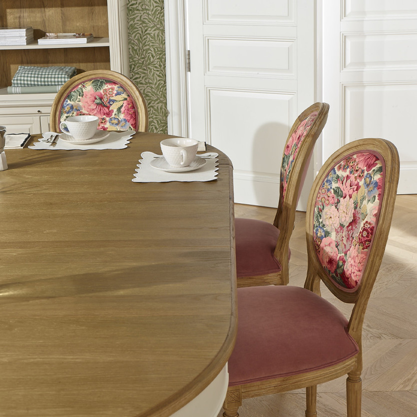 MEDAILLON – 2er-Set Shabby-Chic-Stühle aus Holz mit Blumenstoff