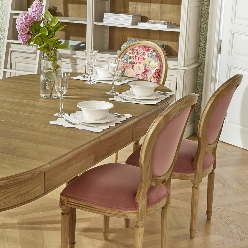 MEDAILLON – Lot de 2 chaises style shabby chic en bois et tissu fleuri