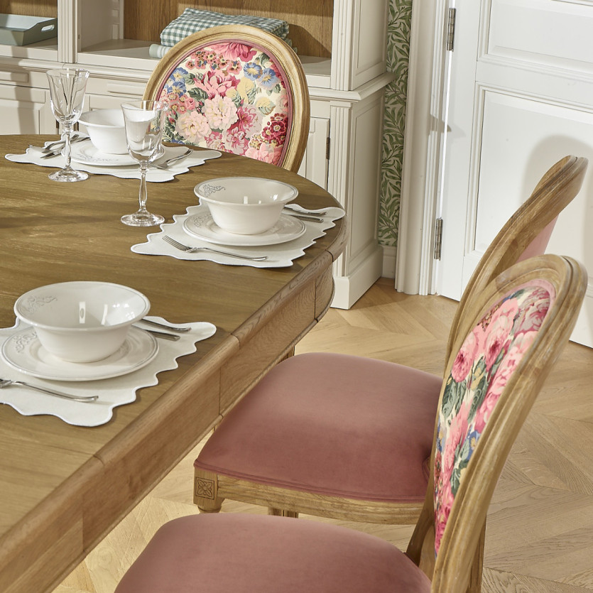 MEDAILLON – Lot de 2 chaises style shabby chic en bois et tissu fleuri