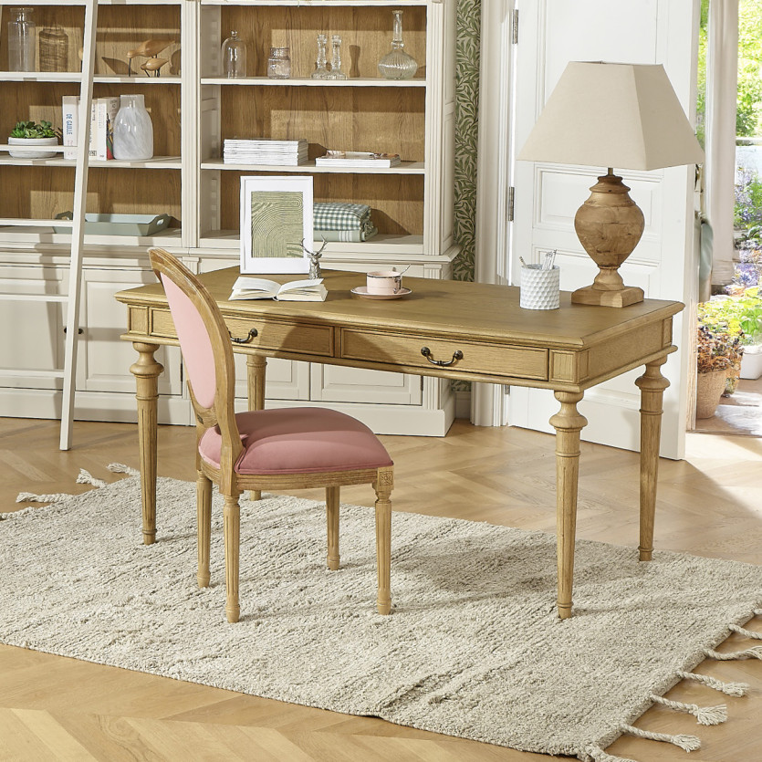 MEDAILLON – Lot de 2 chaises style shabby chic en bois et tissu fleuri