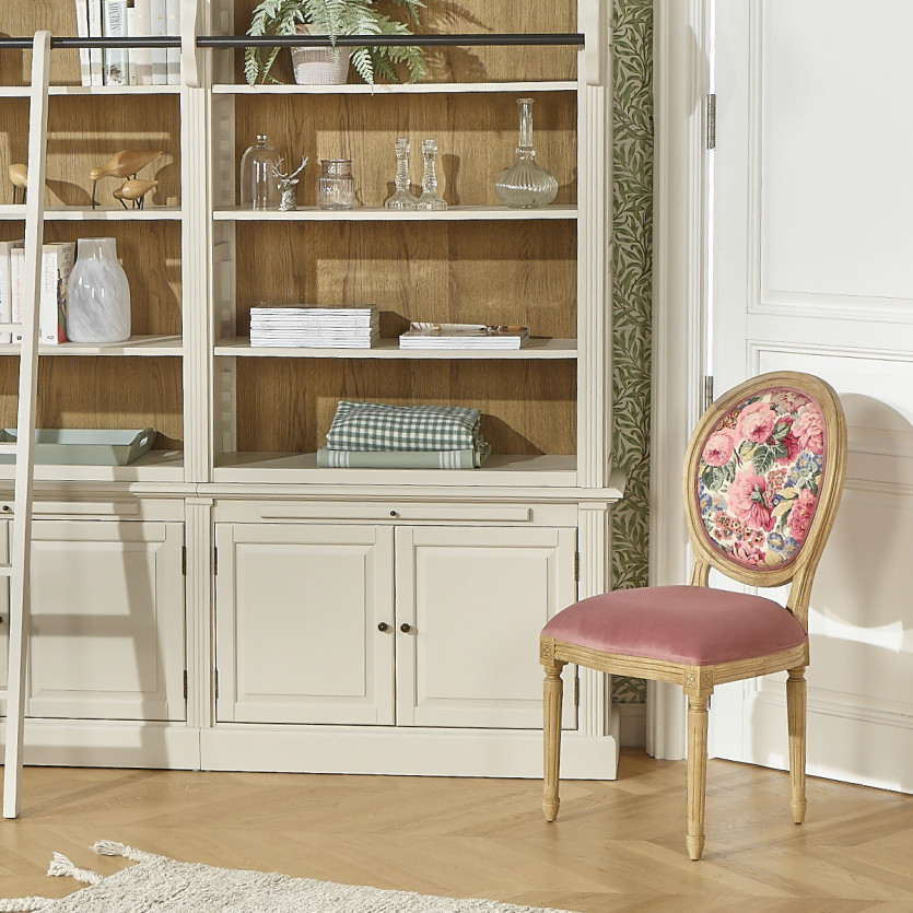 MEDAILLON – Lot de 2 chaises style shabby chic en bois et tissu fleuri