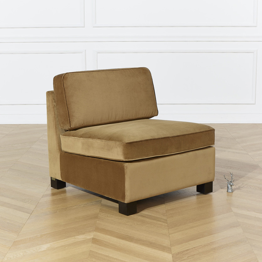 Chauffeuse modulable LEONNARD - Style contemporain en velours et bois certifié FSC®