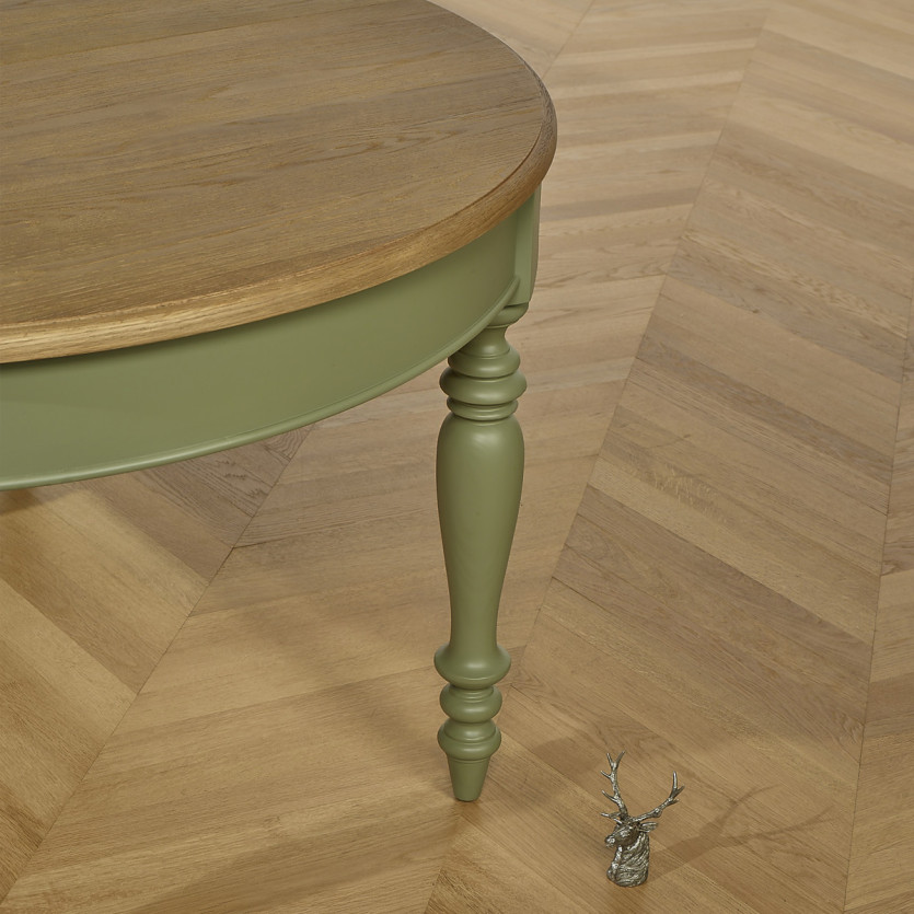 JADE - Mesa extensible estilo shabby chic, tablero de roble, 16 comensales