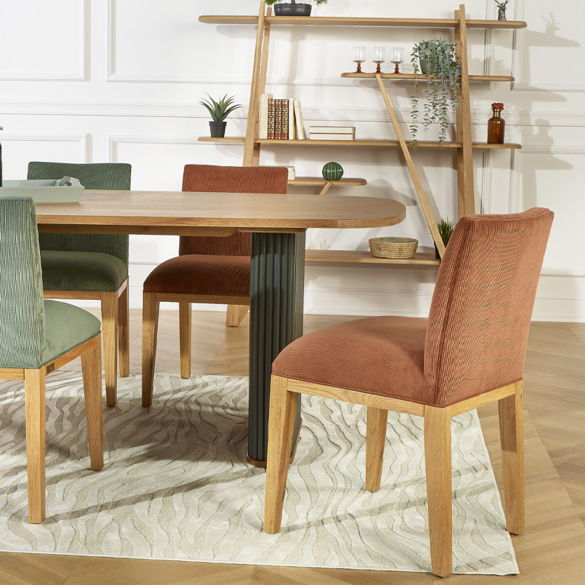 Table à manger JOËL - Style contemporain, plateau en chêne, 10 couverts, bois certifié FSC®