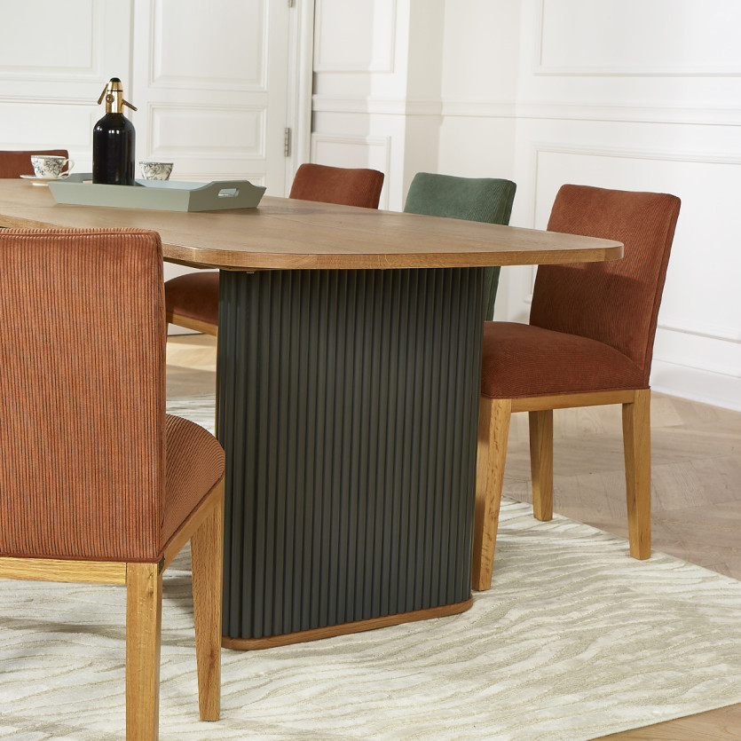 Table à manger JOËL - Style contemporain, plateau en chêne, 10 couverts, bois certifié FSC®