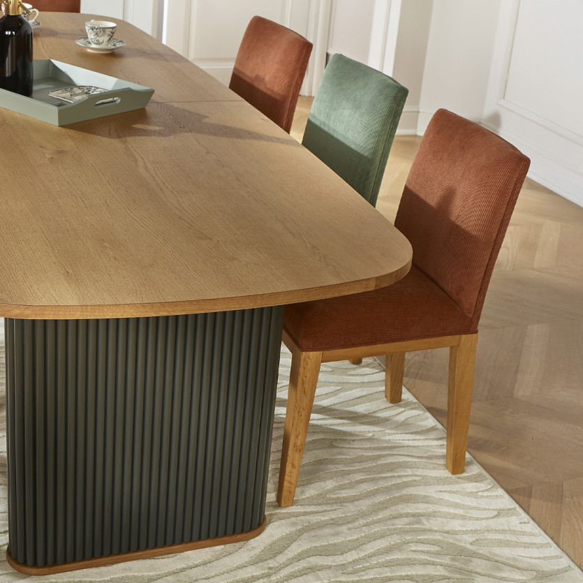 Table à manger JOËL - Style contemporain, plateau en chêne, 10 couverts, bois certifié FSC®