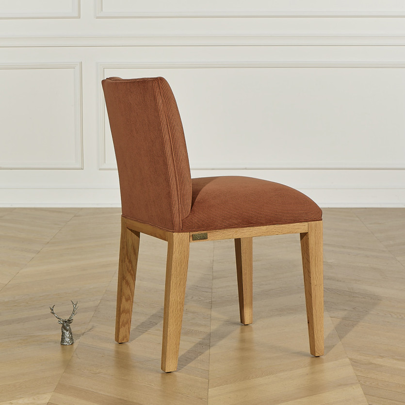 Lot de 2 chaises LOLITA - Style industriel en bois massif et velours côtelé