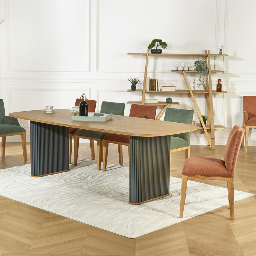 Table à manger JOËL - Style contemporain, plateau en chêne, 10 couverts, bois certifié FSC®