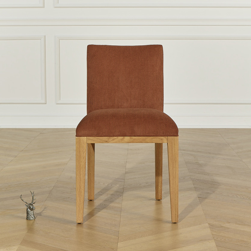 Lot de 2 chaises LOLITA - Style industriel en bois massif et velours côtelé