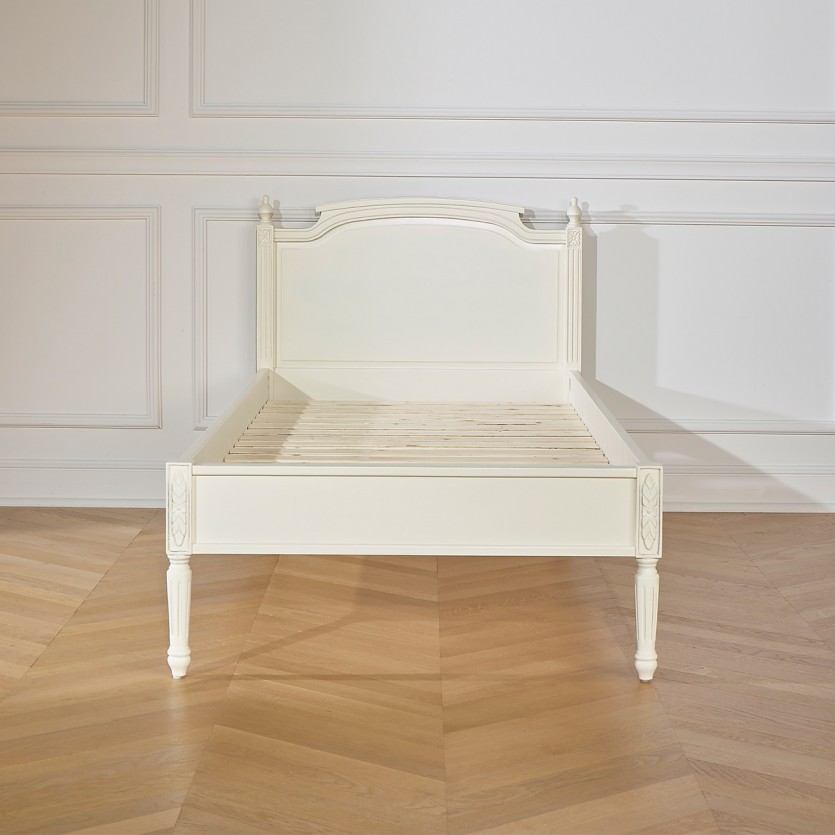 Lit simple HANNAH -  Style shabby chic en bois peint, 1 place, 90 x 190