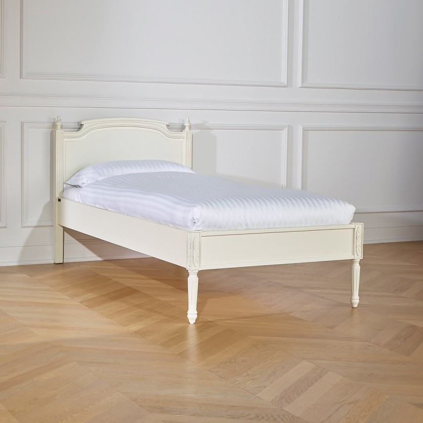 Lit simple HANNAH -  Style shabby chic en bois peint, 1 place, 90 x 190