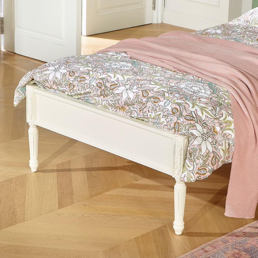 Lit simple HANNAH -  Style shabby chic en bois peint, 1 place, 90 x 190