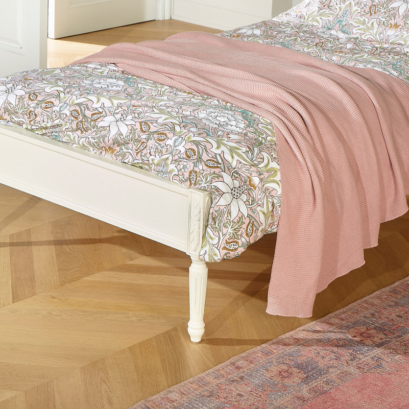 Lit simple HANNAH -  Style shabby chic en bois peint, 1 place, 90 x 190