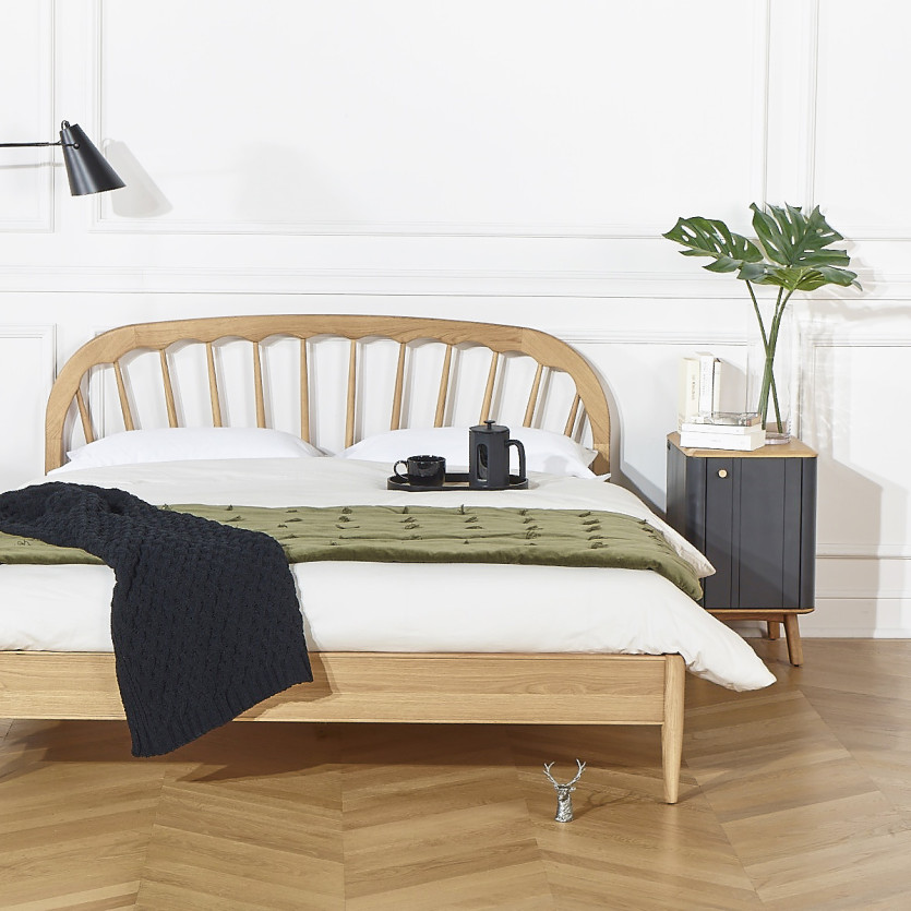 WINDSOR Double Bed - Contemporary style in oak, 160 x 200