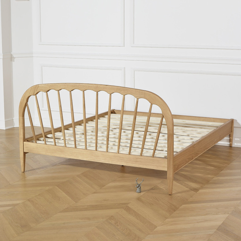 Lit double WINDSOR - Style contemporain en chêne, 160 x 200