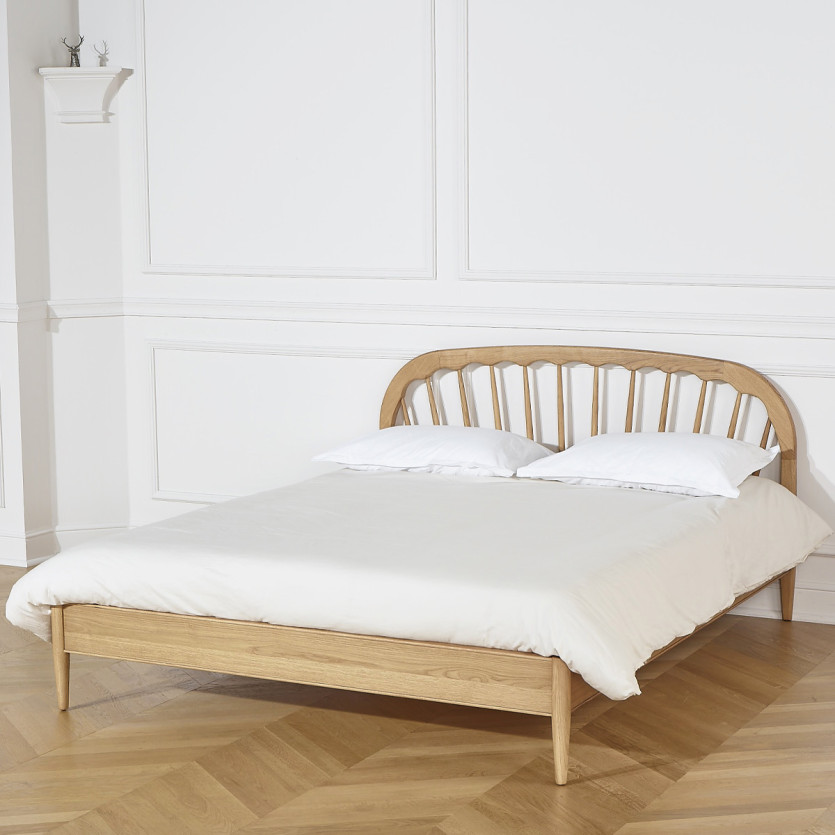 WINDSOR tweepersoonsbed - Eigentijdse stijl in eikenhout, 160 x 200