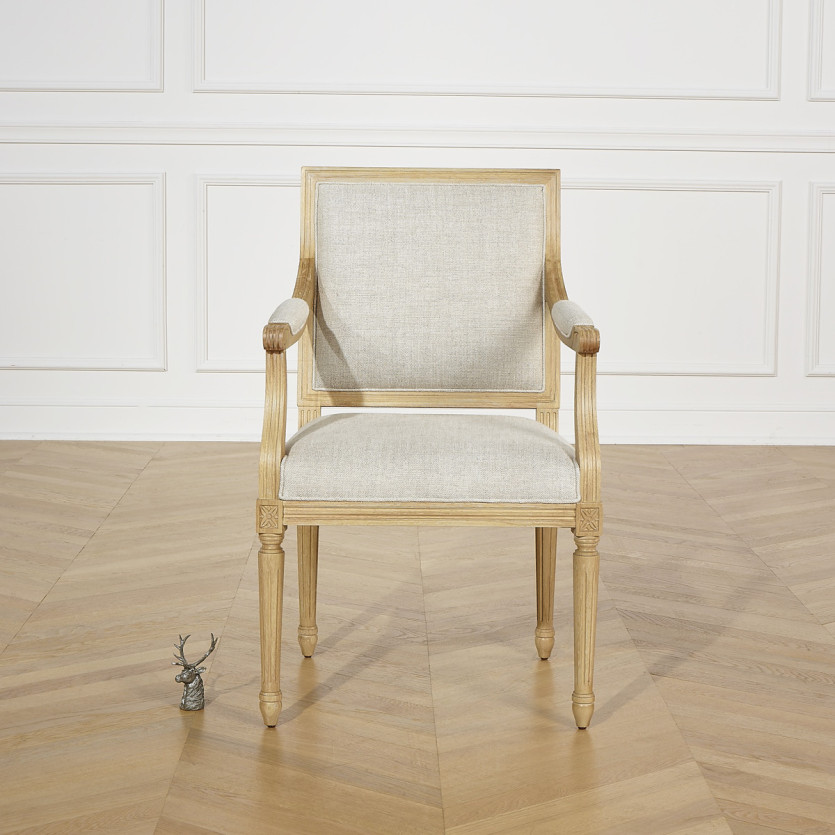 ASTRID Table Chair - Classic style in solid wood and premium linen, 1 seat