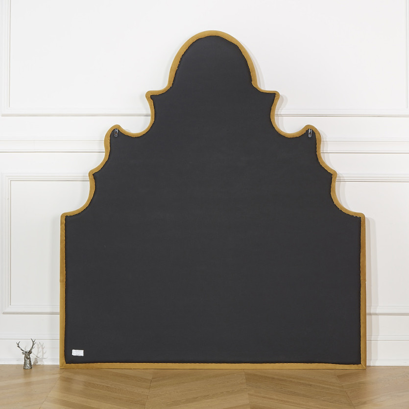 Tête de lit FOLIE - Style romantique en velours et pin massif, 140 cm, bois certifié FSC®