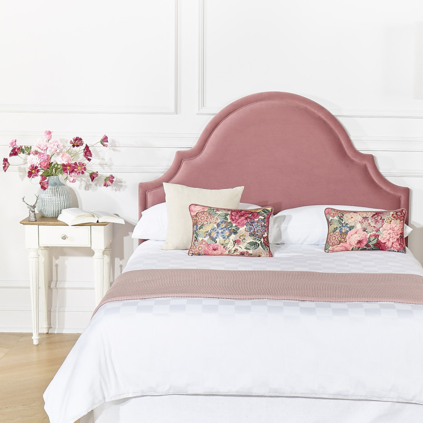 Tête de lit BASTIDE - Style classique en velours et pin massif, 140 cm, bois certifié FSC®
