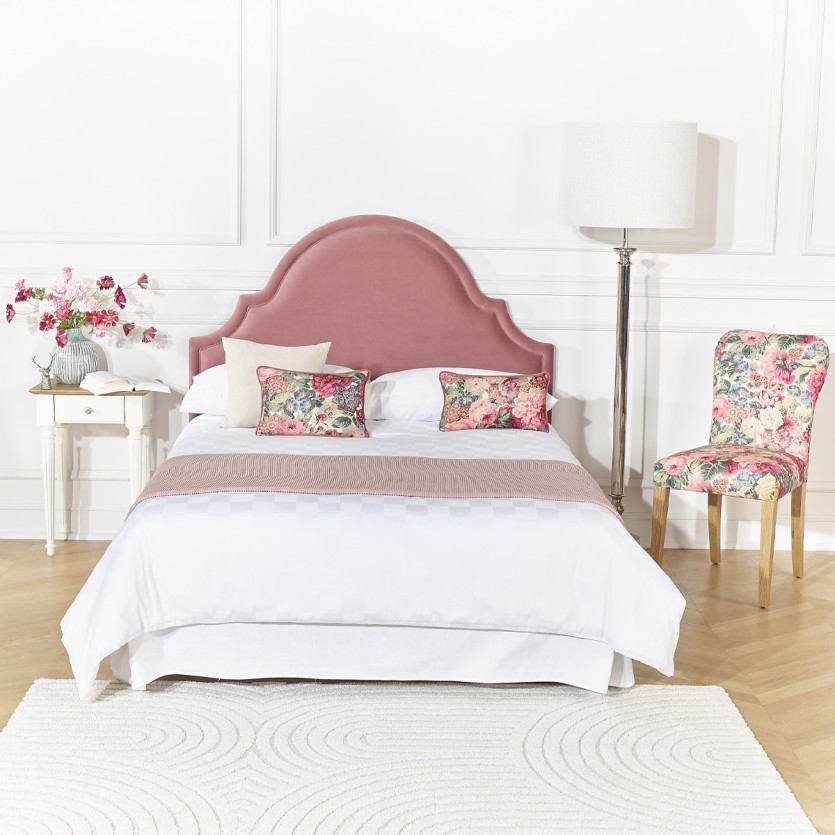 Tête de lit BASTIDE - Style classique en velours et pin massif, 140 cm, bois certifié FSC®