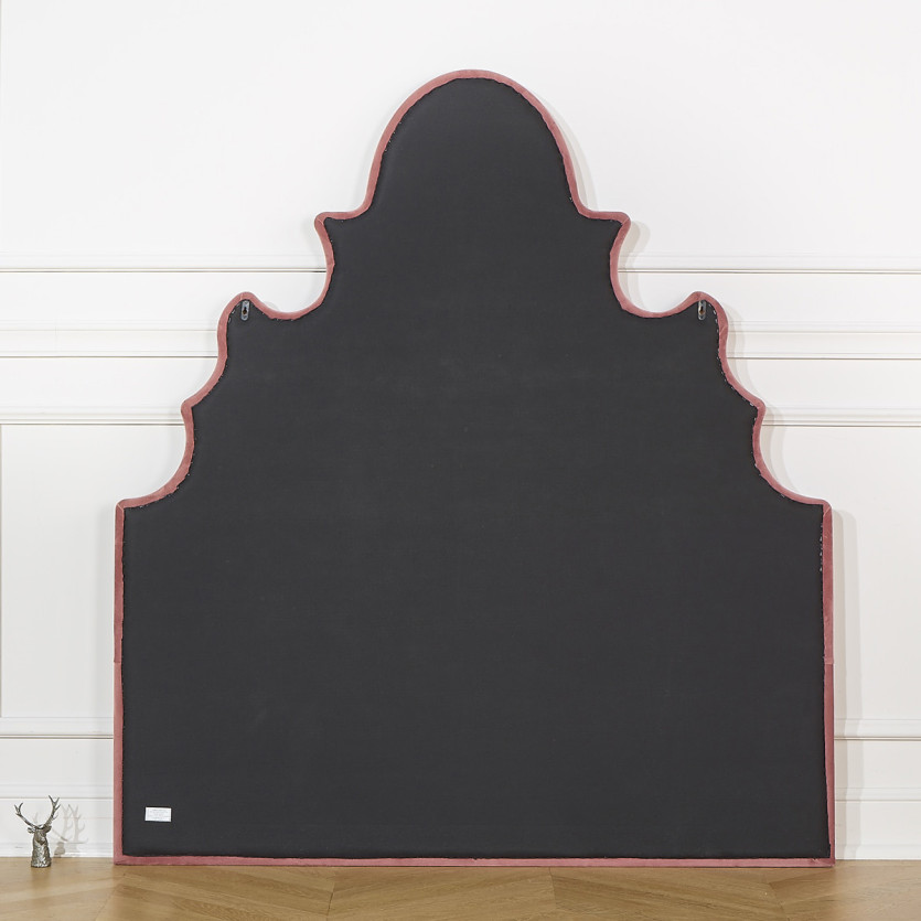 Tête de lit FOLIE - Style romantique en velours et pin massif, 140 cm, bois certifié FSC®
