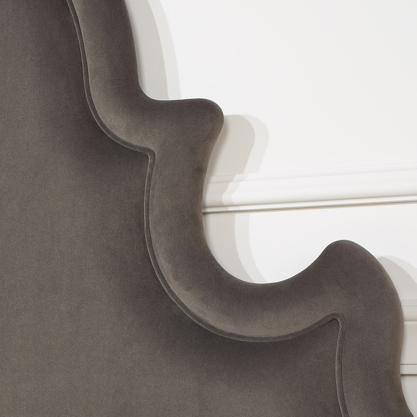 Tête de lit FOLIE - Style romantique en velours et pin massif, 140 cm, bois certifié FSC®