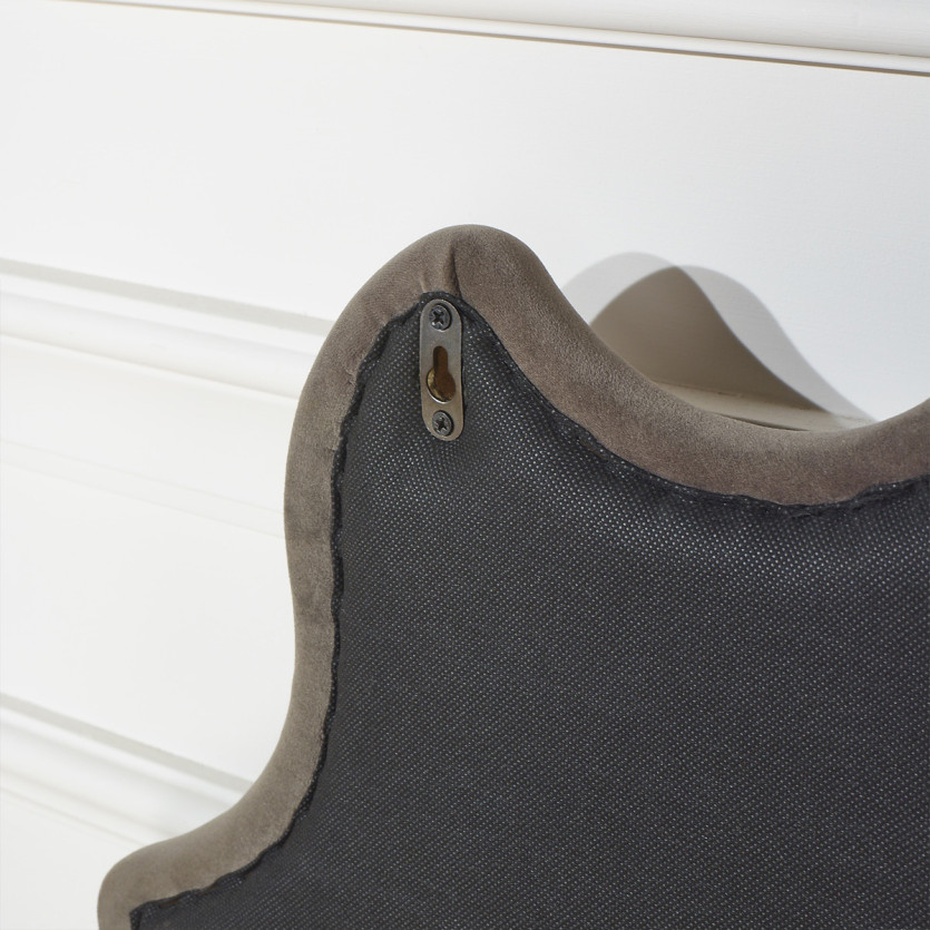 Tête de lit FOLIE - Style romantique en velours et pin massif, 140 cm, bois certifié FSC®