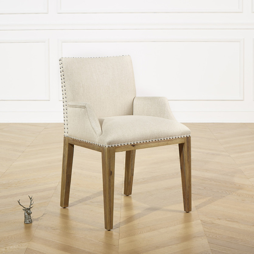 Fauteuil de table à manger KENZA FLANDER - Style moderne en bois massif, 1 place