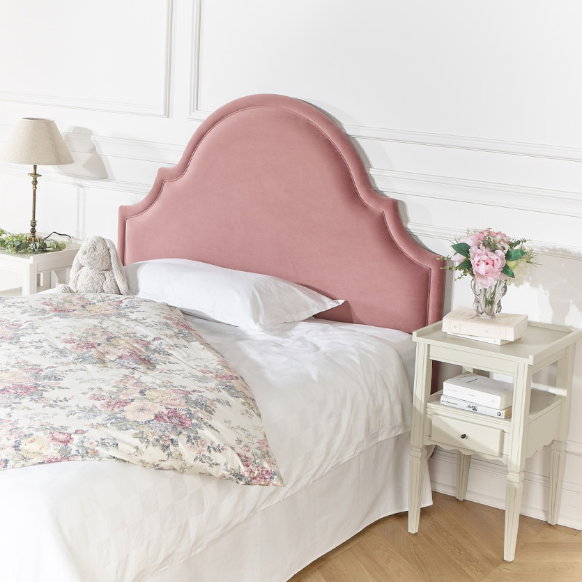 Cabeceira BASTIDE - Estilo clássico em veludo e pinho maciço, 140 cm, madeira certificada FSC®