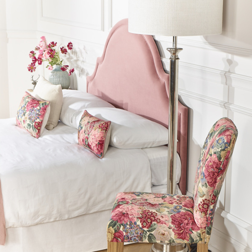 Tête de lit BASTIDE - Style classique en velours et pin massif, 140 cm, bois certifié FSC®