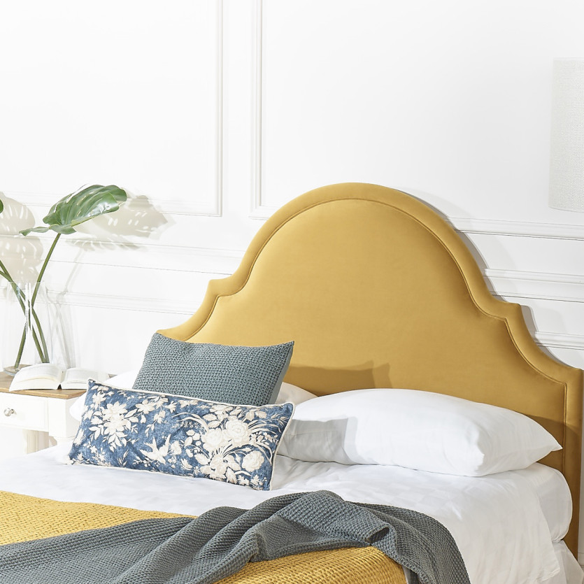 Tête de lit BASTIDE - Style classique en velours et pin massif, 140 cm, bois certifié FSC®