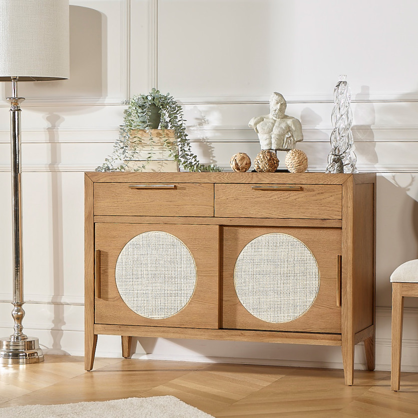 Small MONTANA sideboard - Contemporary style in oak, 2 doors, 2 drawers