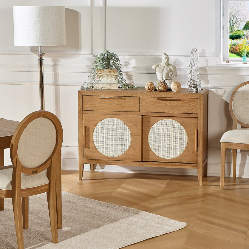 Small MONTANA sideboard - Contemporary style in oak, 2 doors, 2 drawers
