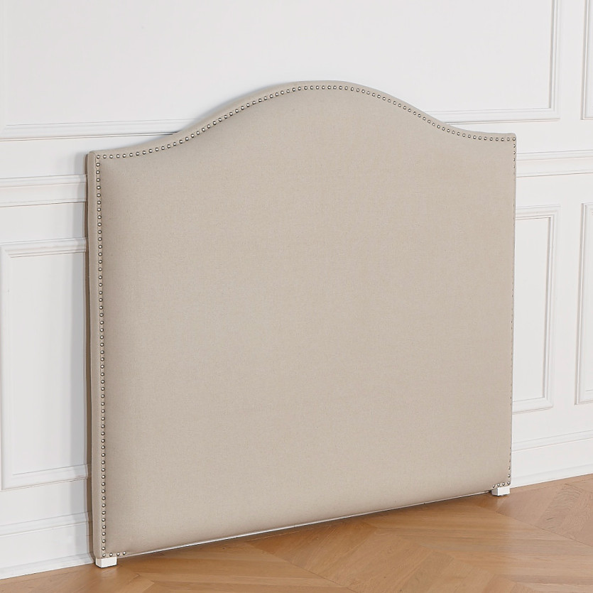 Tête de lit APOLLINAIRE – Style romantique en lin et coton, finition cloutée, 140 cm
