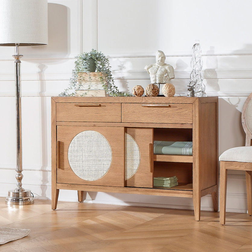 Small MONTANA sideboard - Contemporary style in oak, 2 doors, 2 drawers