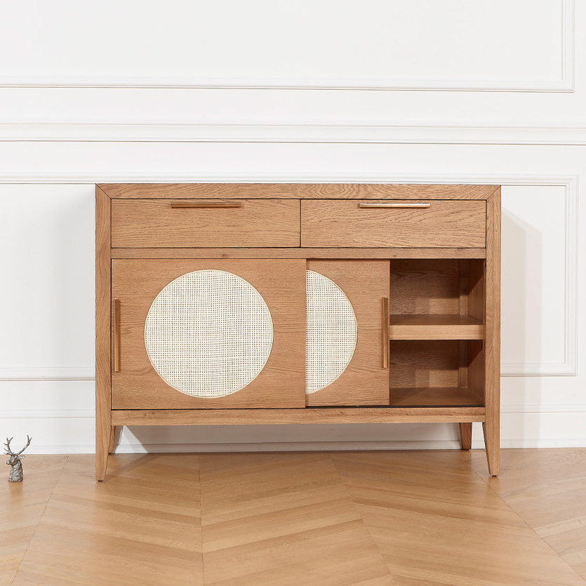 Small MONTANA sideboard - Contemporary style in oak, 2 doors, 2 drawers
