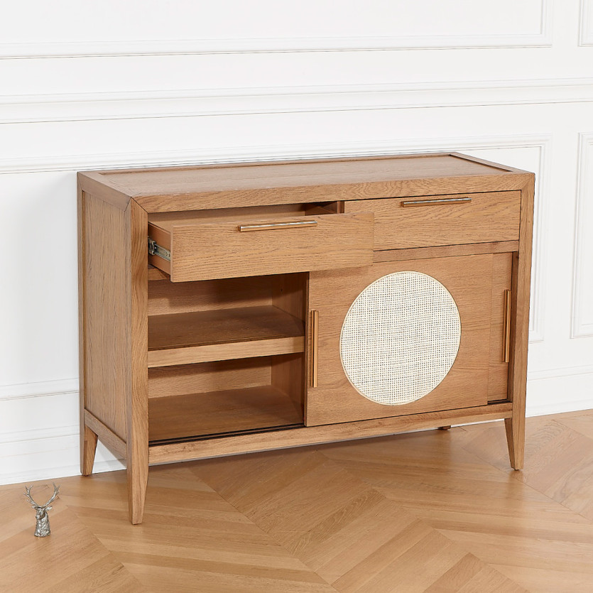 Small MONTANA sideboard - Contemporary style in oak, 2 doors, 2 drawers