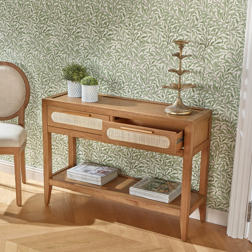 MONTANA Entry Console - Contemporary style, oak top, 2 drawers, 1 shelf