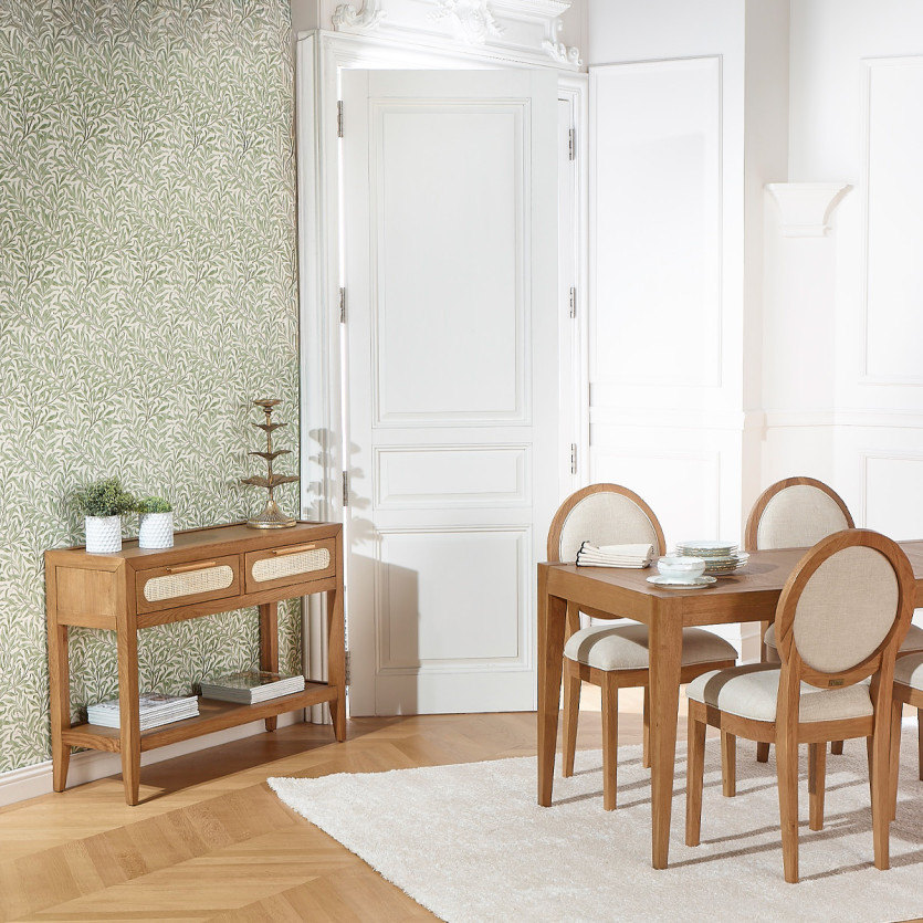 Console MONTANA - Estilo contemporâneo, tampo em carvalho, 2 gavetas, 1 prateleira