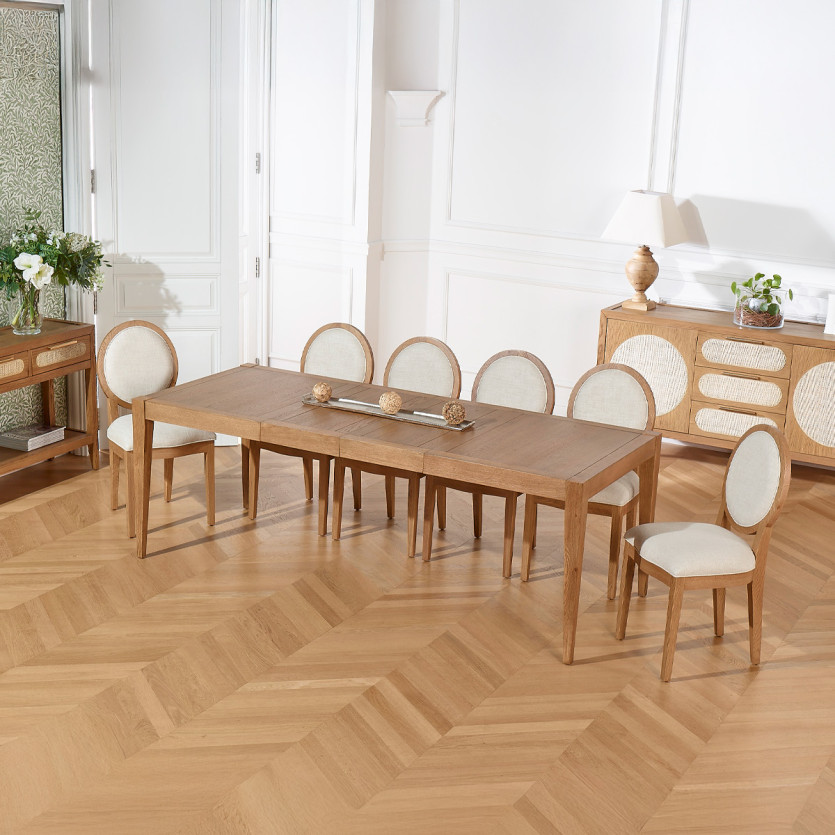 Table à manger extensible MONTANA 2R220 - Style moderne en chêne, 10 convives, 140-220 x 90 cm