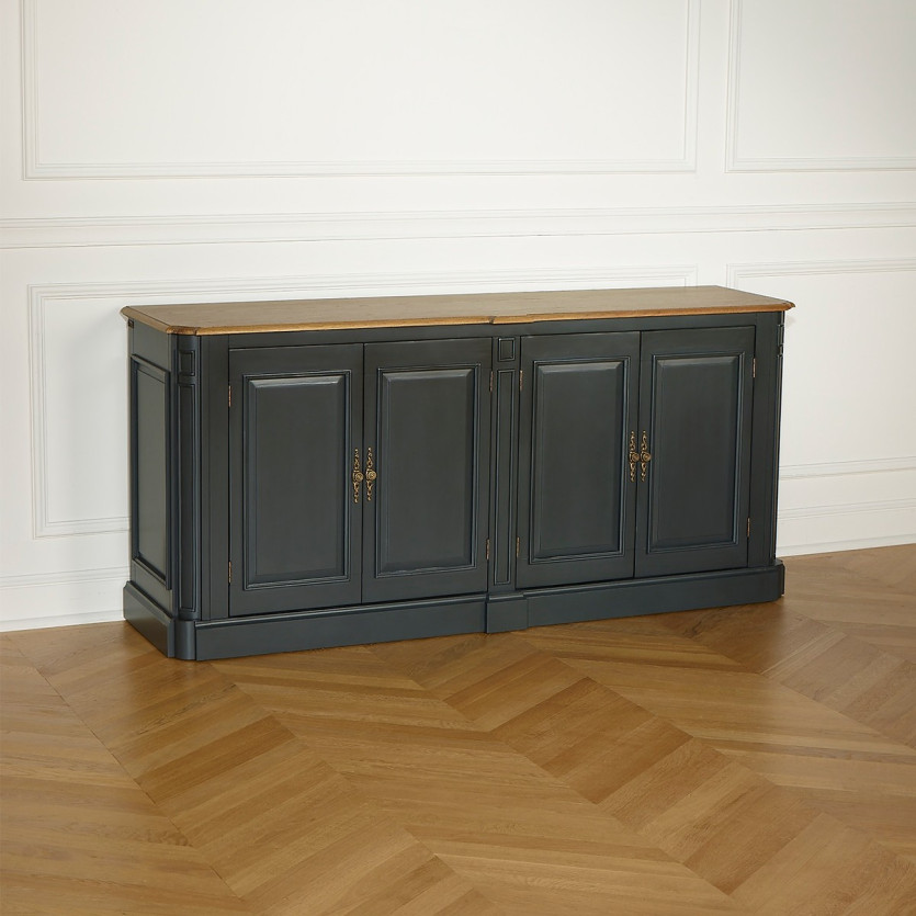 Buffet de salle à manger ARTHEMISE – Style shabby chic, plateau en chêne, 4 portes