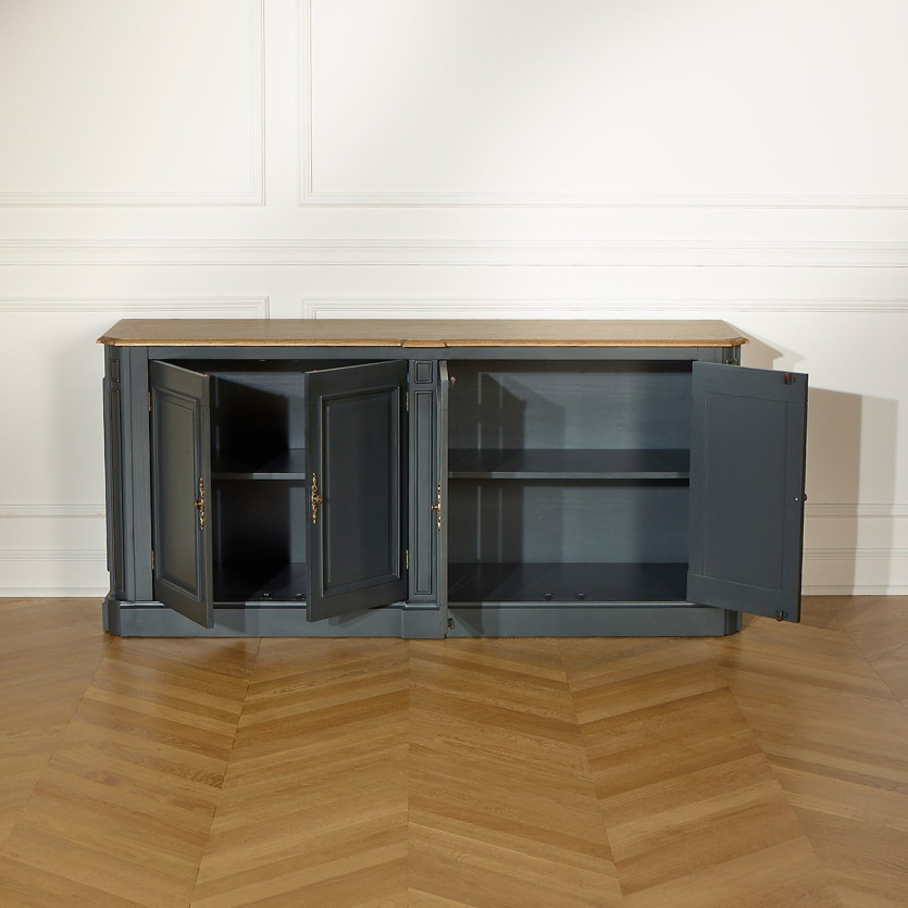 Buffet de salle à manger ARTHEMISE – Style shabby chic, plateau en chêne, 4 portes