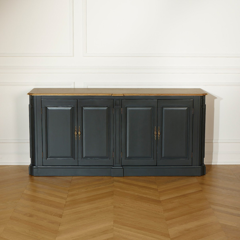 Buffet de salle à manger ARTHEMISE – Style shabby chic, plateau en chêne, 4 portes