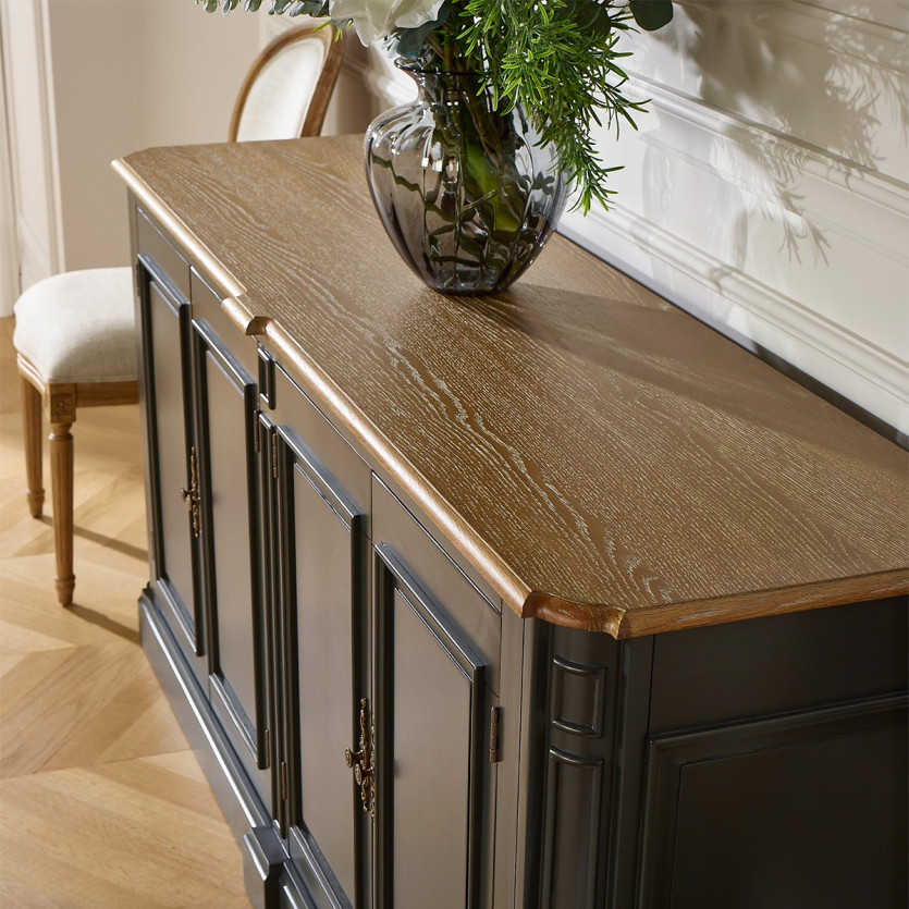 ARTHEMISE Esszimmerbuffet – Shabby-Chic-Stil, Eichenplatte, 4 Türen