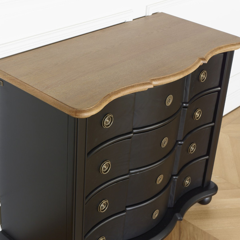 DIANA - Shabby-Chic-Kommode mit Eichenplatte, 4 Schubladen