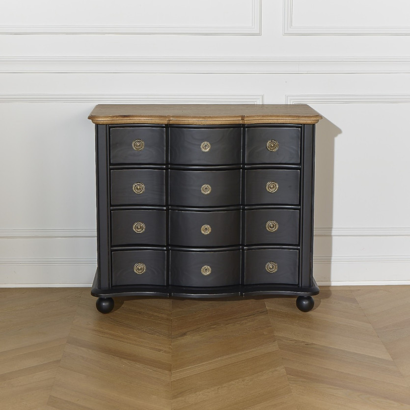 DIANA - Shabby-Chic-Kommode mit Eichenplatte, 4 Schubladen