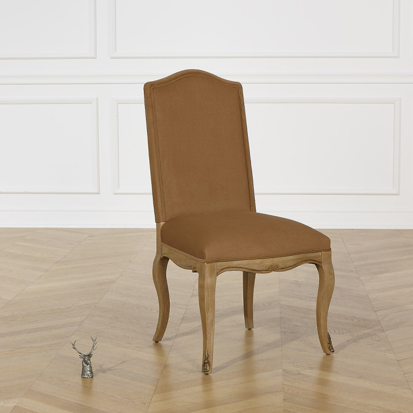 Lot de 2 chaises CONSTANCE PAUL - Style classique en velours et bois massif cerusé